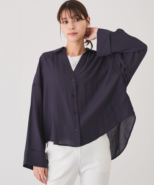 Jayro(ジャイロ)の「【EC限定】スキッパーシャツ(シャツ/ブラウス・レディース・ホワイト/ベージュ/ネイビー/ブルー系その他6・M)」の3枚目の写真
