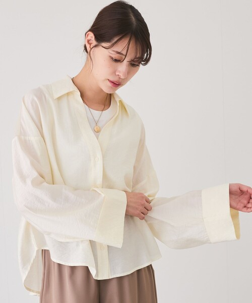 Jayro(ジャイロ)の「【EC限定】スキッパーシャツ(シャツ/ブラウス・レディース・ホワイト/ベージュ/ネイビー/ブルー系その他6・M)」の1枚目の写真