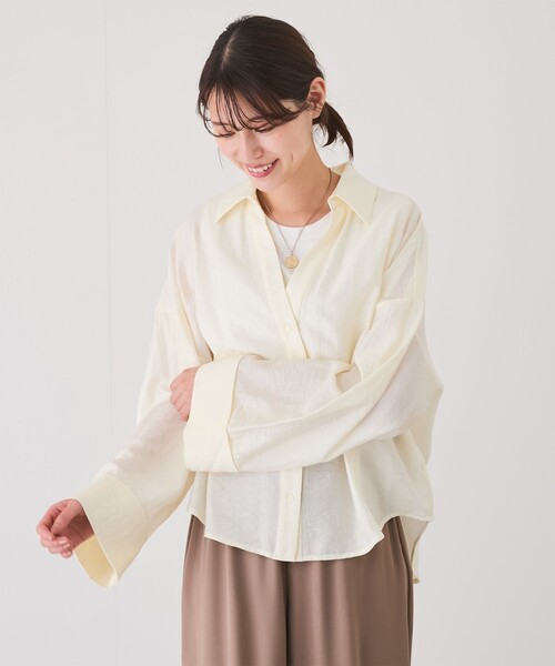 Jayro(ジャイロ)の「【EC限定】スキッパーシャツ(シャツ/ブラウス・レディース・ホワイト/ベージュ/ネイビー/ブルー系その他6・M)」の5枚目の写真