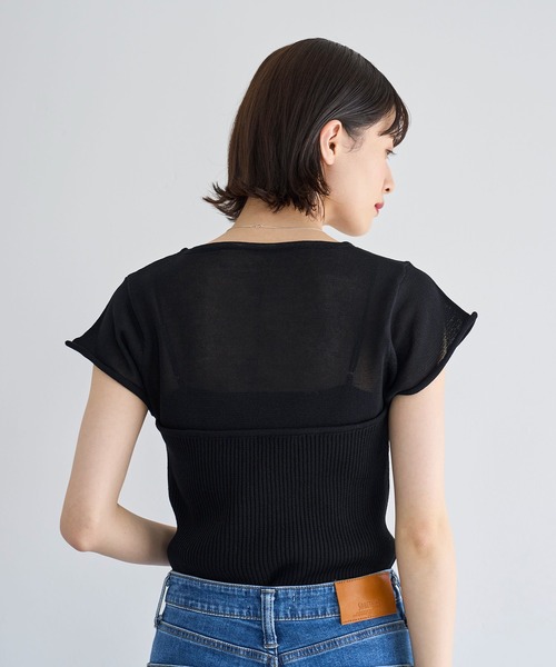 美品MAISONMAVERICKPRESENTS 異素材ドッキングニットセーター 異素材ドッキングバックレースアップニットワンピース[品番