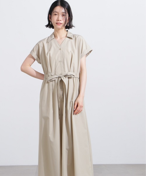 N.（N. Natural Beauty Basic）（エヌエヌナチュラルビューティーベーシック）の「オープンカラーシャツワンピース（ワンピース・レディース・ベージュ/ネイビー/ブルー系その他・MEDIUM）」の2枚目の写真