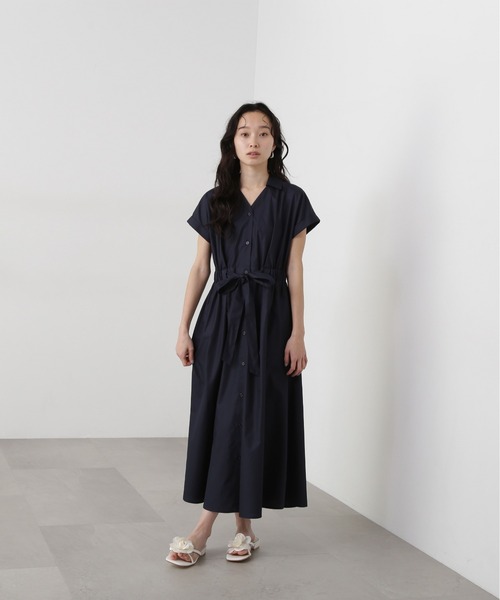 N.（N. Natural Beauty Basic）（エヌエヌナチュラルビューティーベーシック）の「オープンカラーシャツワンピース（ワンピース・レディース・ベージュ/ネイビー/ブルー系その他・MEDIUM）」の12枚目の写真