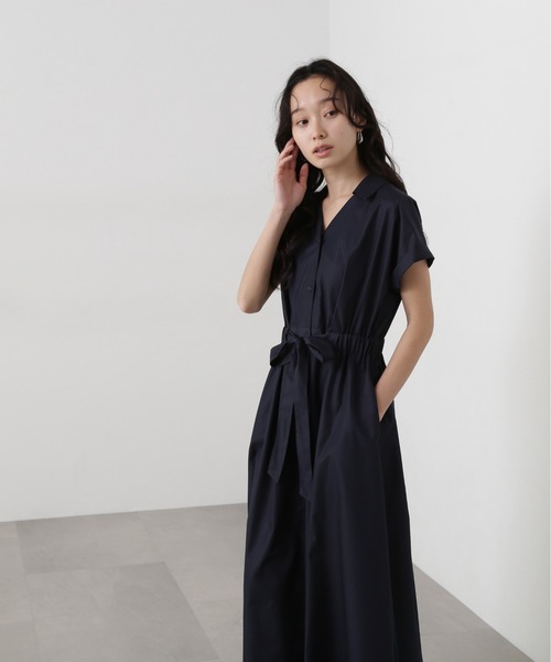 N.（N. Natural Beauty Basic）（エヌエヌナチュラルビューティーベーシック）の「オープンカラーシャツワンピース（ワンピース・レディース・ベージュ/ネイビー/ブルー系その他・MEDIUM）」の14枚目の写真