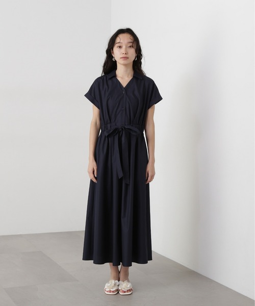 N.（N. Natural Beauty Basic）（エヌエヌナチュラルビューティーベーシック）の「オープンカラーシャツワンピース（ワンピース・レディース・ベージュ/ネイビー/ブルー系その他・MEDIUM）」の16枚目の写真