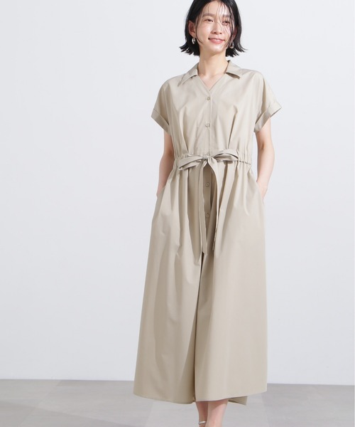 N.（N. Natural Beauty Basic）（エヌエヌナチュラルビューティーベーシック）の「オープンカラーシャツワンピース（ワンピース・レディース・ベージュ/ネイビー/ブルー系その他・MEDIUM）」の4枚目の写真