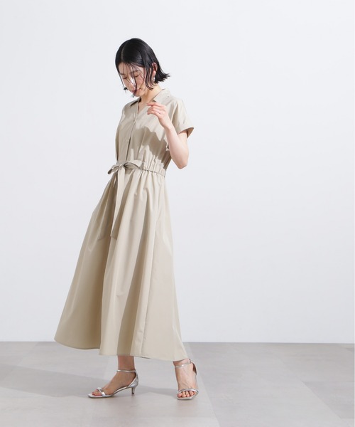 N.（N. Natural Beauty Basic）（エヌエヌナチュラルビューティーベーシック）の「オープンカラーシャツワンピース（ワンピース・レディース・ベージュ/ネイビー/ブルー系その他・MEDIUM）」の7枚目の写真