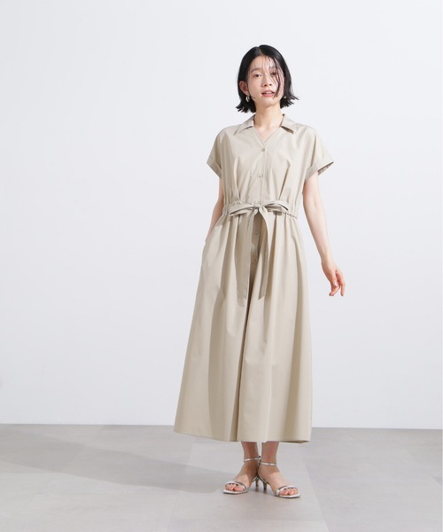 N.（N. Natural Beauty Basic）（エヌエヌナチュラルビューティーベーシック）の「オープンカラーシャツワンピース（ワンピース・レディース・ベージュ/ネイビー/ブルー系その他・MEDIUM）」の8枚目の写真