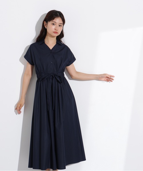 バンドカラーシャツワンピース NATURAL BEAUTY BASIC ネイビー バンドカラーシャツワンピース | N. Natural Beauty Basic
