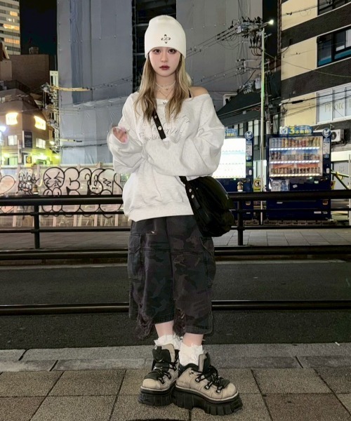 パンツ JIMWAG Damage gradation half pants XU（エックスユー）の「【XU】camouflage damage half pants