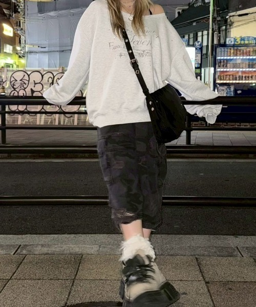 XU（エックスユー）の「【Never mind the XU】camouflage damage half pants / 【ネバーマインド ザ エックスユー】カモフラージュダメージデニムハーフパンツ（デニムパンツ・メンズ・ブラック/カモフラージュ・S）」の5枚目の写真