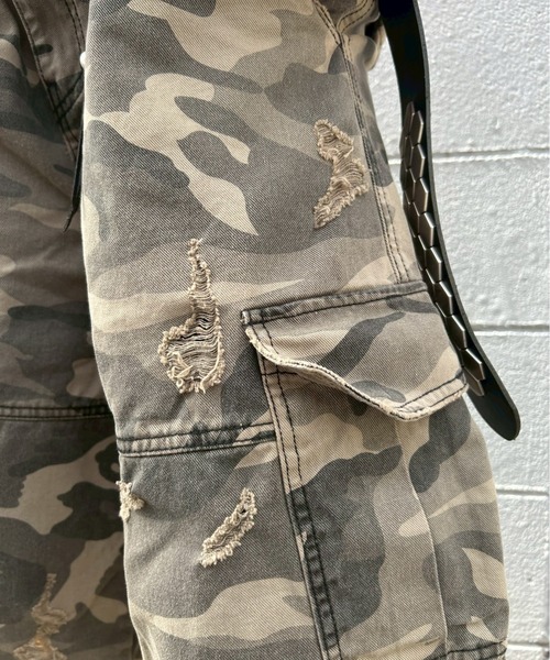 XU（エックスユー）の「【Never mind the XU】camouflage damage half pants / 【ネバーマインド ザ エックスユー】カモフラージュダメージデニムハーフパンツ（デニムパンツ・メンズ・ブラック/カモフラージュ・S）」の21枚目の写真