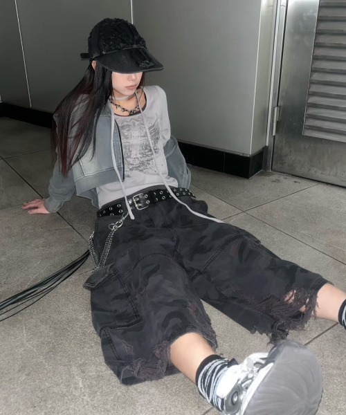 激安の XU】camouflage damage pants（デニムパンツ）｜XU half トップス
