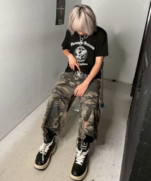 【SUARE】カモフラージュ バミューダ デニム パンツ SUARE】カモフラージュ バミューダ デニム パンツ