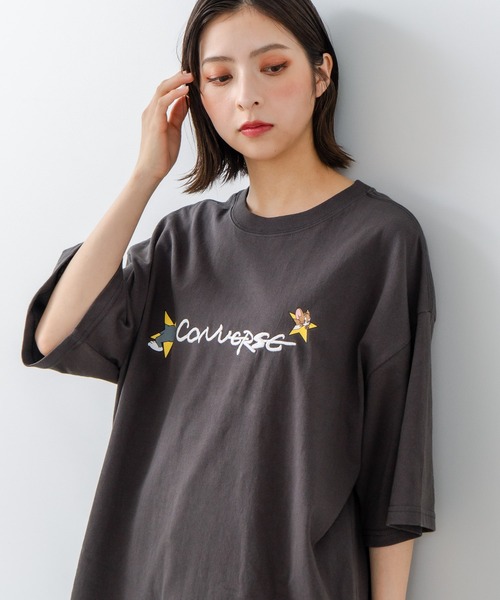 CONVERSE(コンバース)の「【CONVERSE/コンバース】×【TOM AND JERRY/トムとジェリー】ブランドロゴ 刺繍 オーバーサイズ Tシャツ(Tシャツ/カットソー・レディース・ブラック/ホワイト・LARGE/MEDIUM)」の22枚目の写真