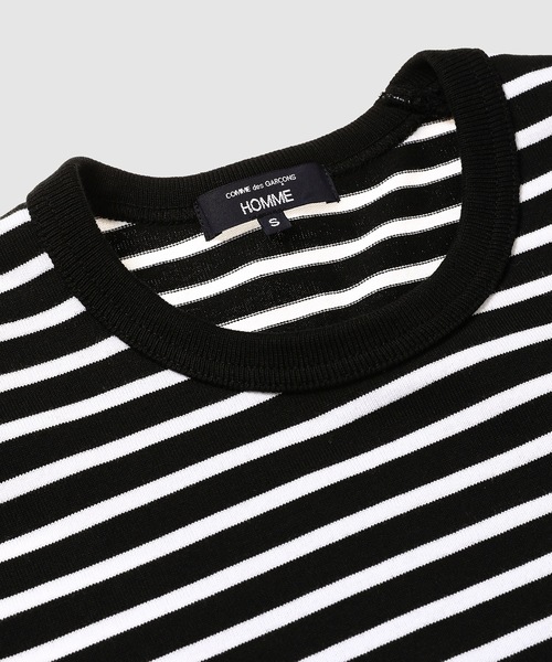 COMME des GARCONS HOMME（コム デ ギャルソン・オム）の「コットン天竺 ボーダー切替え TEE（Tシャツ/カットソー・メンズ・ホワイト/ブラック・L/M/S）」の4枚目の写真
