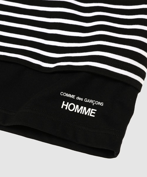 COMME des GARCONS HOMME（コム デ ギャルソン・オム）の「コットン天竺 ボーダー切替え TEE（Tシャツ/カットソー・メンズ・ホワイト/ブラック・L/M/S）」の5枚目の写真