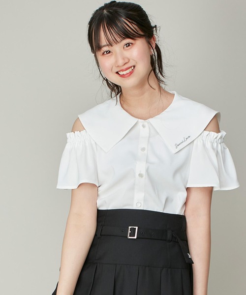 JENNI love（ジェニィラブ）の「【リバイバルアイテム】セーラー肩あきブラウス（シャツ/ブラウス・キッズ・オフホワイト/ブラック/ピンク・140cm/130cm/160cm/150cm）」の2枚目の写真