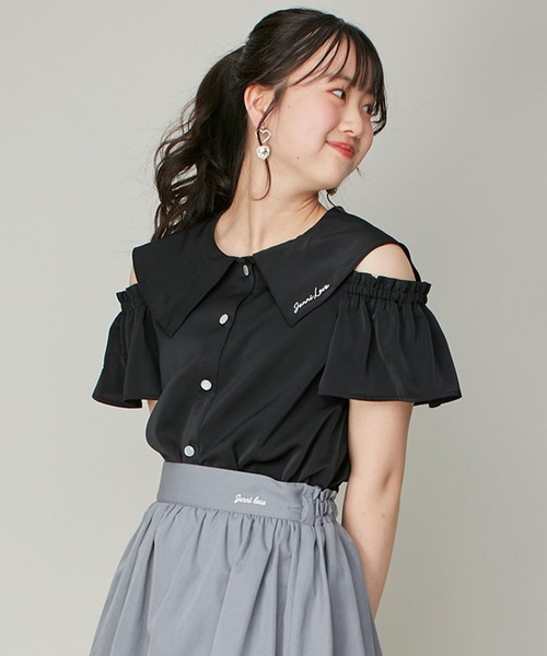 JENNI love（ジェニィラブ）の「【リバイバルアイテム】セーラー肩あきブラウス（シャツ/ブラウス・キッズ・オフホワイト/ブラック/ピンク・140cm/130cm/160cm/150cm）」の3枚目の写真