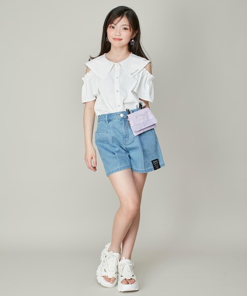 JENNI love（ジェニィラブ）の「【リバイバルアイテム】セーラー肩あきブラウス（シャツ/ブラウス・キッズ・オフホワイト/ブラック/ピンク・140cm/130cm/160cm/150cm）」の5枚目の写真