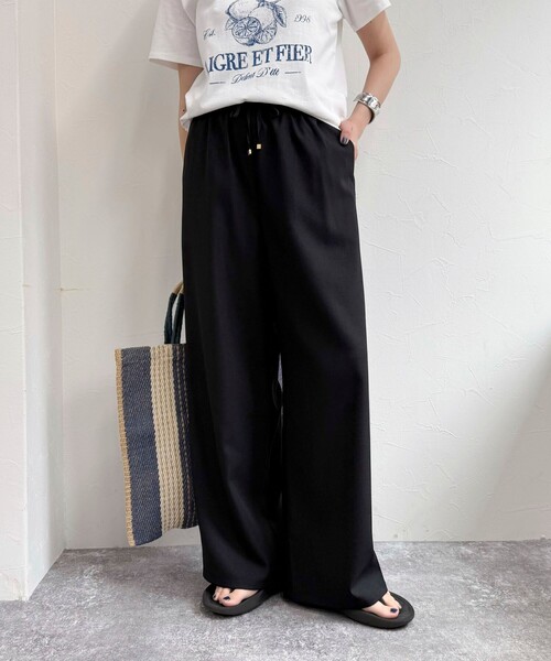 fredy emue（フレディエミュ）の「【低身長サイズ34有り】ドライポリイージーセミワイドパンツ（その他パンツ・レディース・アイボリー/ベージュ/ブラック・34/38/36）」の15枚目の写真