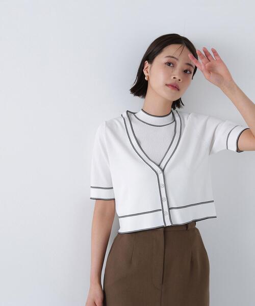 NATURAL BEAUTY BASIC（ナチュラルビューティーベーシック）の「◇ボトルネックバイカラーアンサンブル（カーディガン/ボレロ・レディース・ブラック系その他/ブルー系その他/ホワイト系その他・FREE）」の9枚目の写真