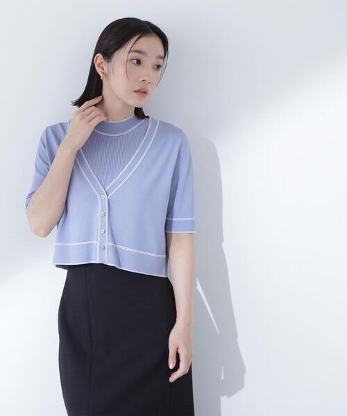 NATURAL BEAUTY BASIC（ナチュラルビューティーベーシック）の「◇ボトルネックバイカラーアンサンブル（カーディガン/ボレロ・レディース・ブラック系その他/ブルー系その他/ホワイト系その他・FREE）」の22枚目の写真
