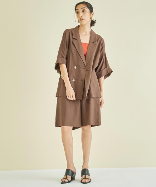 Settimissimo（セッティミッシモ）の「リネンミックスウエストタックキュロットパンツ（その他パンツ・レディース・オフホワイト/ブラウン・FREE）」の11枚目の写真