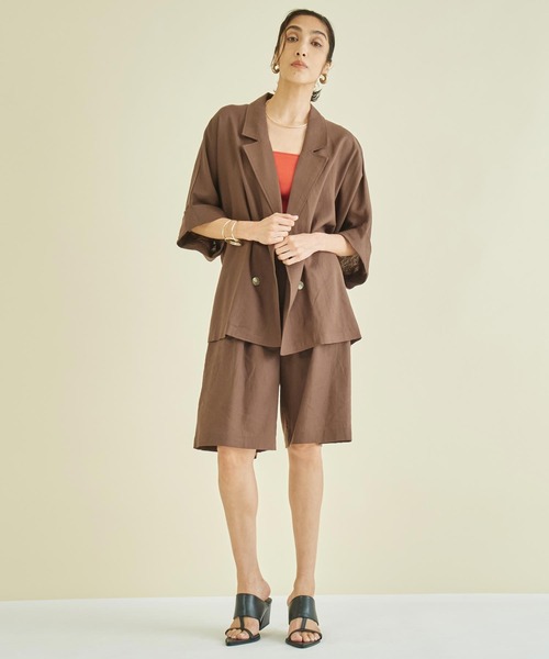 Settimissimo（セッティミッシモ）の「リネンミックスウエストタックキュロットパンツ（その他パンツ・レディース・オフホワイト/ブラウン・FREE）」の12枚目の写真