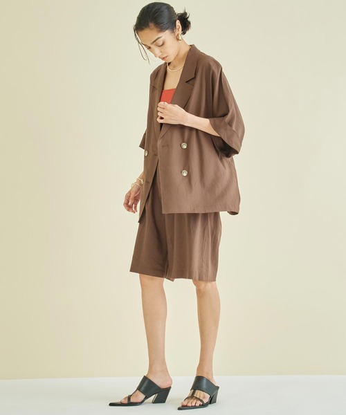 Settimissimo（セッティミッシモ）の「リネンミックスウエストタックキュロットパンツ（その他パンツ・レディース・オフホワイト/ブラウン・FREE）」の13枚目の写真