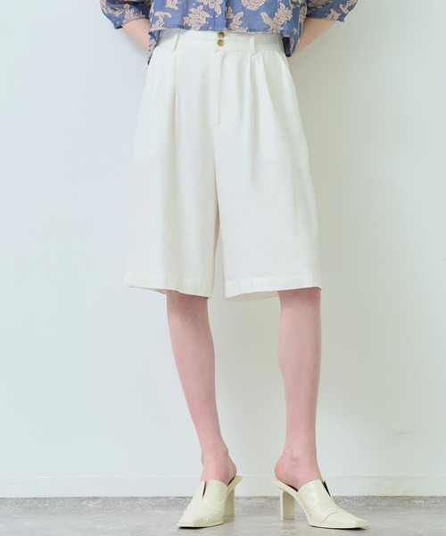 Settimissimo（セッティミッシモ）の「リネンミックスウエストタックキュロットパンツ（その他パンツ・レディース・オフホワイト/ブラウン・FREE）」の14枚目の写真