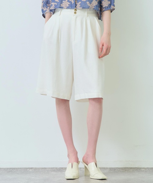 Settimissimo（セッティミッシモ）の「リネンミックスウエストタックキュロットパンツ（その他パンツ・レディース・オフホワイト/ブラウン・FREE）」の16枚目の写真