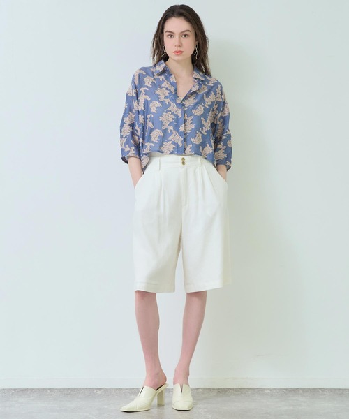 Settimissimo（セッティミッシモ）の「リネンミックスウエストタックキュロットパンツ（その他パンツ・レディース・オフホワイト/ブラウン・FREE）」の20枚目の写真