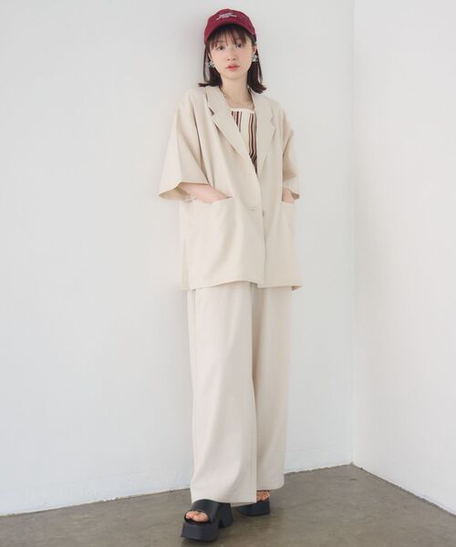 RETRO GIRL（レトロガール）の「半袖テーラードJK（テーラードジャケット・レディース・ナチュラル/ダークグレー/ベージュ・FREE）」の4枚目の写真