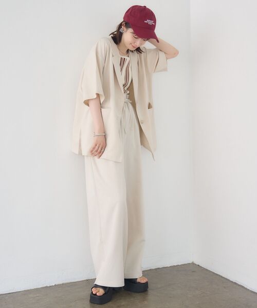 RETRO GIRL（レトロガール）の「半袖テーラードJK（テーラードジャケット・レディース・ナチュラル/ダークグレー/ベージュ・FREE）」の5枚目の写真