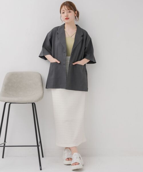 RETRO GIRL（レトロガール）の「半袖テーラードJK（テーラードジャケット・レディース・ナチュラル/ダークグレー/ベージュ・FREE）」の16枚目の写真