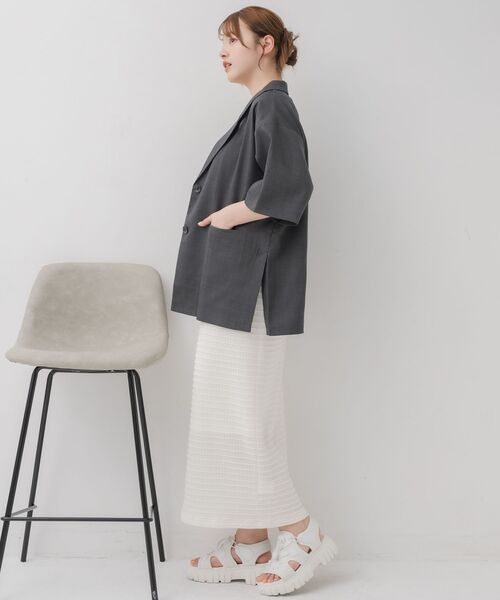 RETRO GIRL（レトロガール）の「半袖テーラードJK（テーラードジャケット・レディース・ナチュラル/ダークグレー/ベージュ・FREE）」の19枚目の写真
