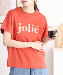 エグランティーヌ EGLANTINE 刺繍デザイン半袖カットソー【日本製】 （オレンジ） エグランティーヌ EGLANTINE 刺繍デザイン半袖カットソー【日本