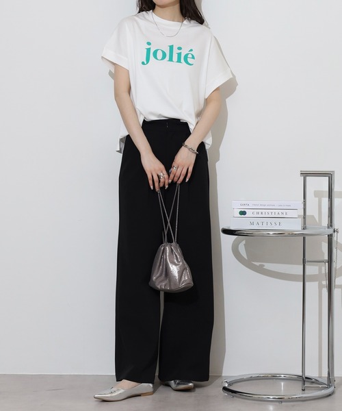 EGLANTINE(エグランティーヌ)の「EGLANTINE jolieロゴプリント半袖Tシャツ【日本製】(Tシャツ/カットソー・レディース・ブラック/オフホワイト/オレンジ/グリーン/シルバーグレー・40)」の18枚目の写真