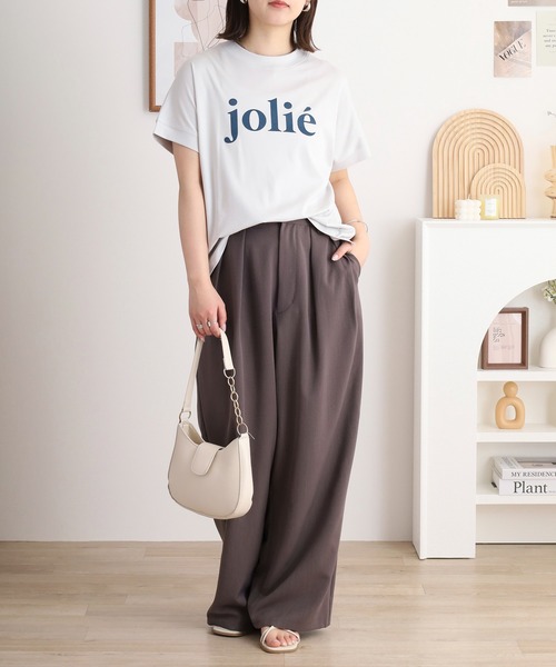 セール】EGLANTINE jolieロゴプリント半袖Tシャツ【日本製】（T