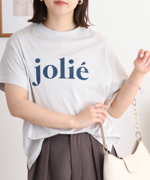 tシャツ EGLANTINE jolieロゴプリント半袖Tシャツ「日本製」 レディース エグランティーヌ EGLANTINE jolieロゴプリント半袖Tシャツ