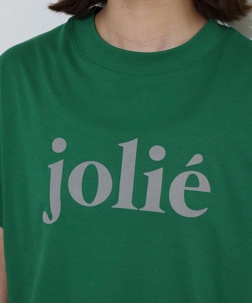 tシャツ EGLANTINE jolieロゴプリント半袖Tシャツ「日本製」 レディース エグランティーヌ EGLANTINE jolieロゴプリント半袖Tシャツ