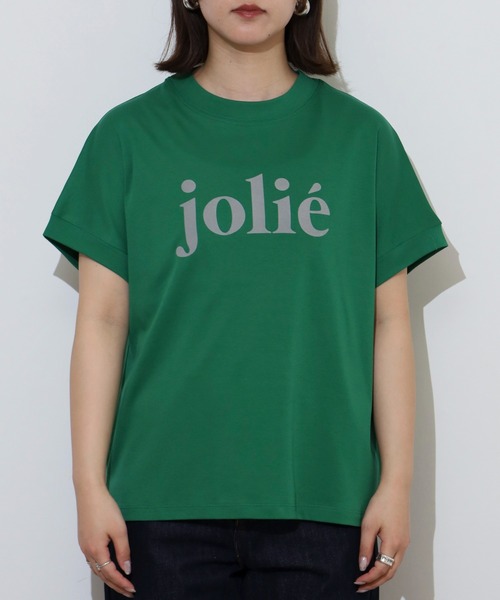tシャツ EGLANTINE jolieロゴプリント半袖Tシャツ「日本製」 レディース セール】EGLANTINE jolieロゴプリント半袖Tシャツ【日本製】（T