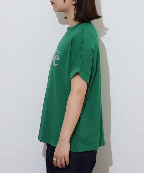 EGLANTINE(エグランティーヌ)の「EGLANTINE jolieロゴプリント半袖Tシャツ【日本製】(Tシャツ/カットソー・レディース・ブラック/オフホワイト/オレンジ/グリーン/シルバーグレー・40)」の10枚目の写真