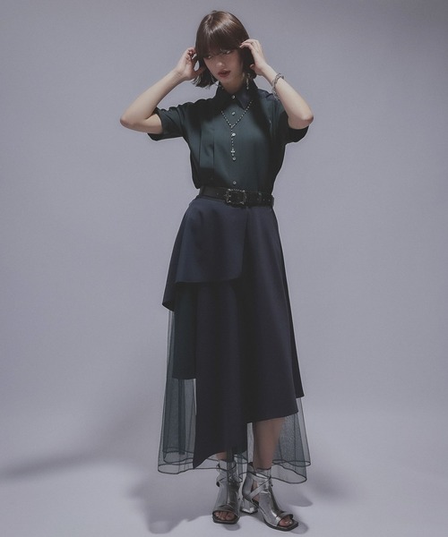 HARE ハイショクプリーツショートシャツ ハイショクプリーツショートシャツ(HARE)（シャツ/ブラウス