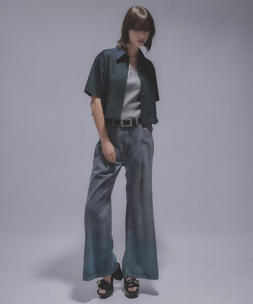 HARE(ハレ)の「ハイショクプリーツショートシャツ(HARE)(シャツ/ブラウス・レディース・ブラック/グリーン・FREE)」の9枚目の写真