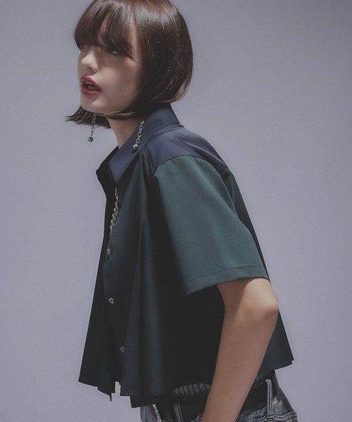 HARE(ハレ)の「ハイショクプリーツショートシャツ(HARE)(シャツ/ブラウス・レディース・ブラック/グリーン・FREE)」の20枚目の写真