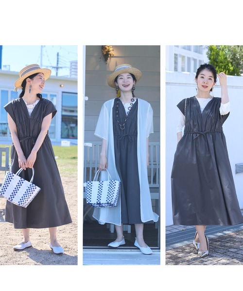 cawaii(カワイイ)の「汚れも水も弾く。太陽の下ハジける軽量ミディアムワンピース(ワンピース・レディース・チャコールグレー・FREE)」の14枚目の写真