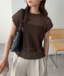 【新色追加!/程よい透け感◎//WEB限定】フレンチスリーブリブニット