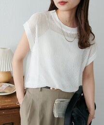 【新色追加!/程よい透け感◎//WEB限定】フレンチスリーブリブニット
