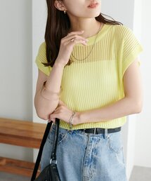 【新色追加!/程よい透け感◎//WEB限定】フレンチスリーブリブニット